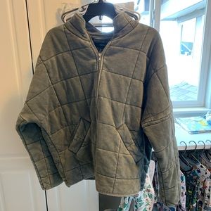 Forever 21 quilted jacket, gray, size XL, free people dupe